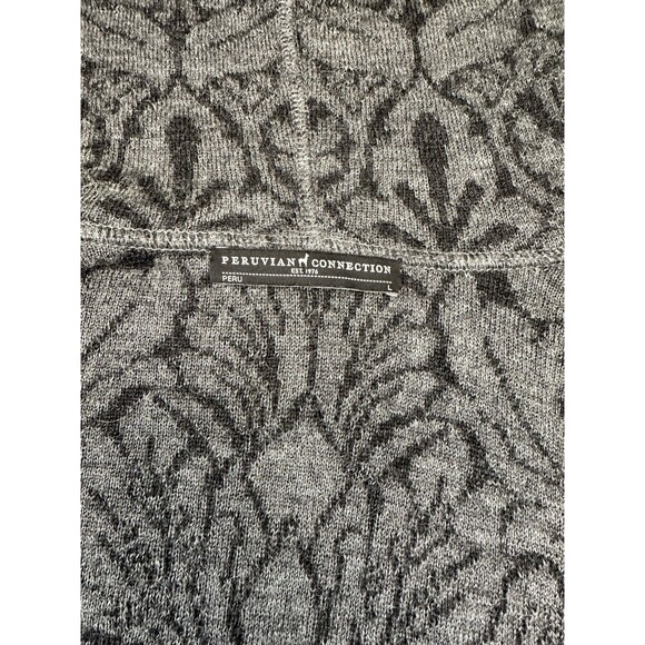 Peruvian Connection Alpaca Wool Jacquard Cardigan Coat Sweater – Gray Floral – L - Picture 12 of 15